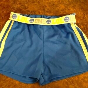 Girls gym shorts blue and yellow size large